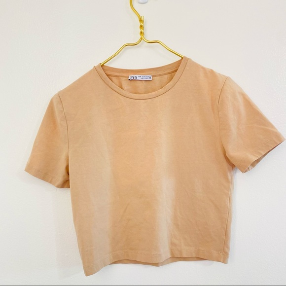 Zara Tops - Zara tan crop top stretchy tie dye